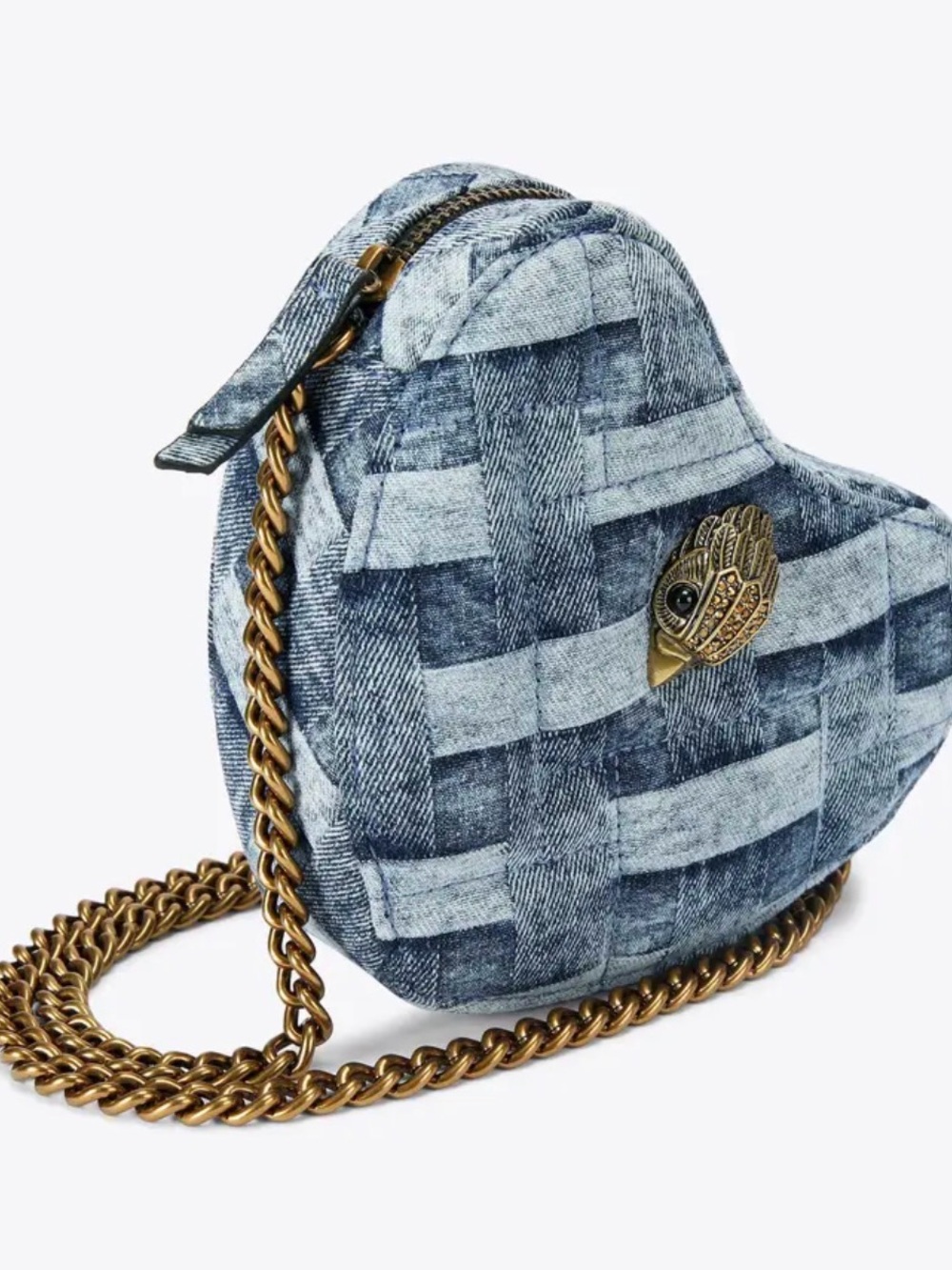 Kurt Geiger London Kensington Denim Heart Crossbody Bag NWT - Picture 3 of 7